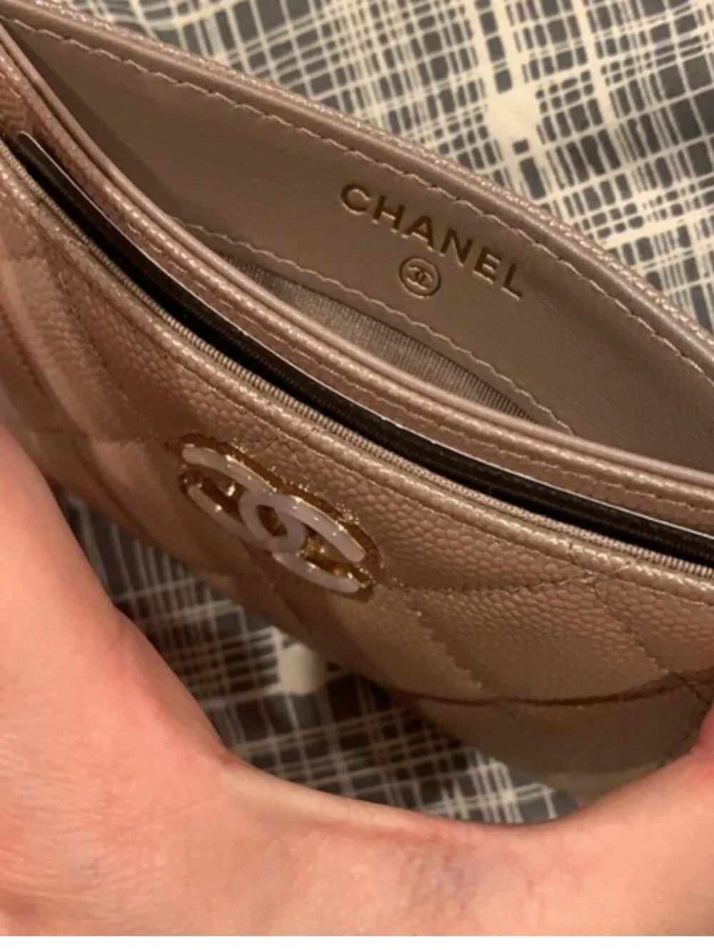 LUXURY Quilted Card Holder in Tan color